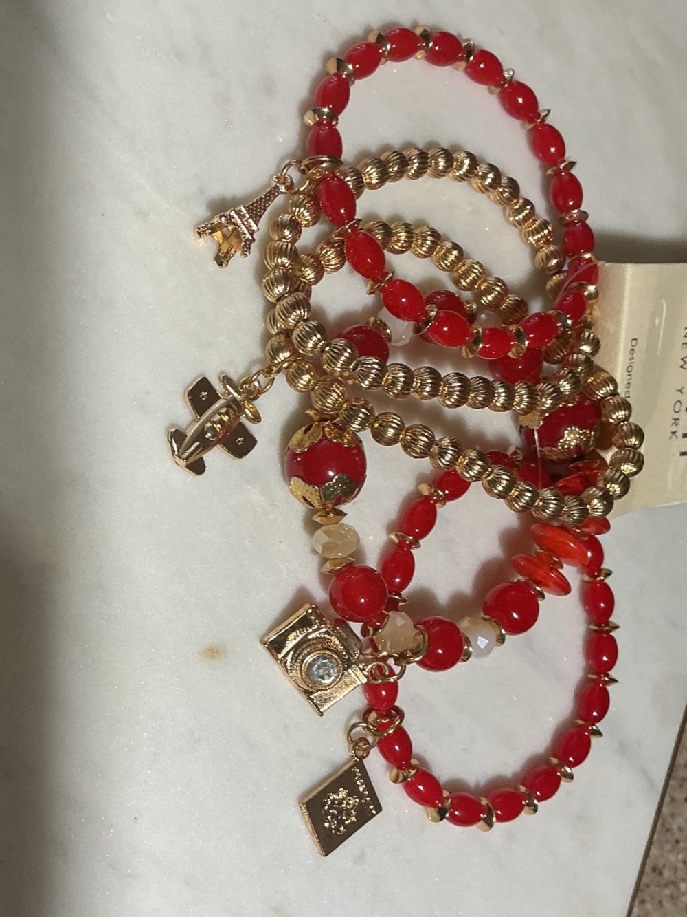 5 Strand TRAVEL beaded charm bracelet